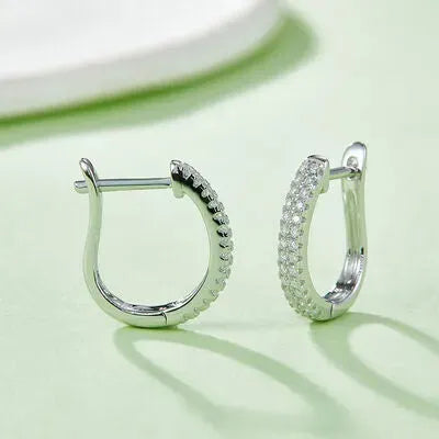 Moissanite 925 Sterling Silver Huggie Earrings Silver One Size Moissanite - Tophatter Daily Deals